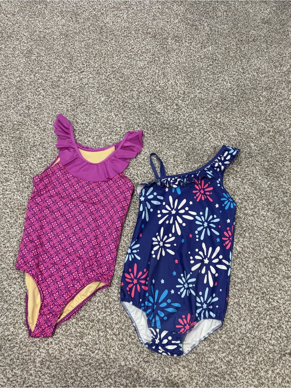 Lands' End Girls' One-Piece Swimsuits - Purple & Navy Floral
